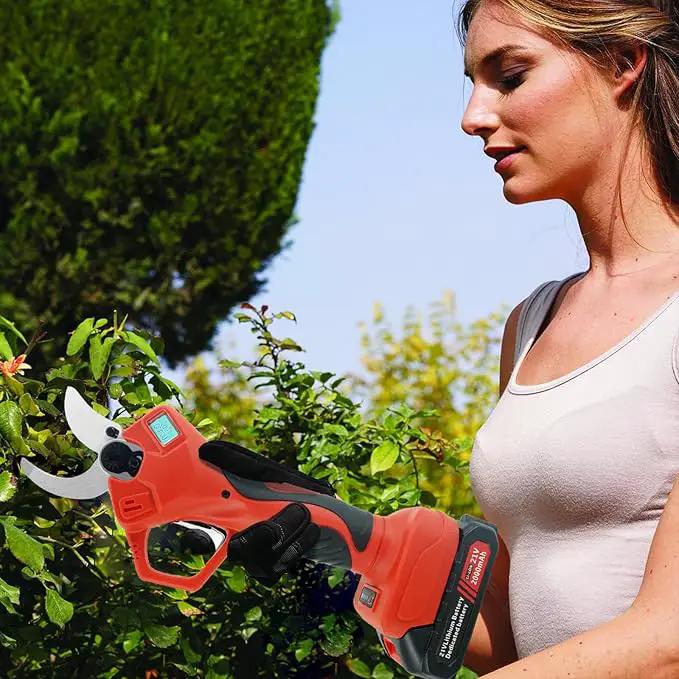 Electric Pruning Shears, 50mm 1.96" Cutting Diameter Cordless Power Pruner with 2Pcs Rechargeable Batteries, Tree Branch Cutter with SK7 High Carbon Steel Blade for Gardening Pruning by GreenHaven Gardens
