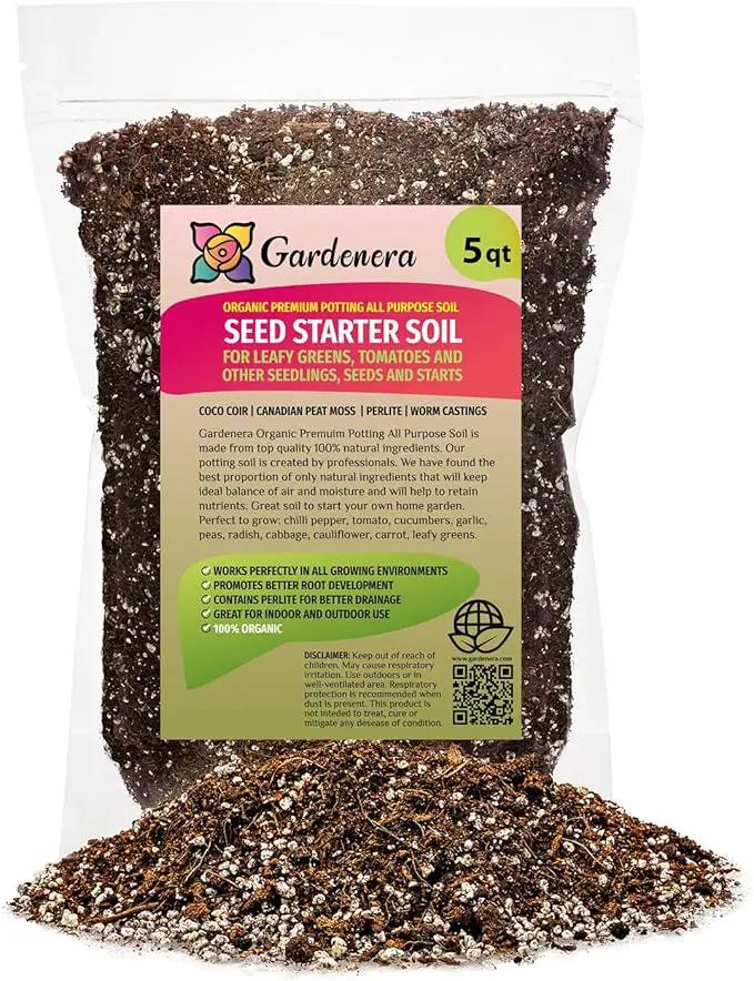 Premium Organic Seed Starter Soil - 5 Quart - All-Purpose Organic Potting Soil for Happy Seedlings and Plants by Gardenera by GreenHaven Gardens