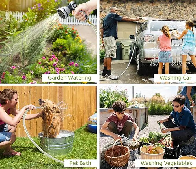 Tuyeho Retractable Garden Hose Reel 5/8" x 90 ft, Wall Mount Water Hose Reels with Automatic Slow Rewind System, Outdoor Hoses Reel with 2 Hose Nozzles for Garden Watering, Car Wash, Pet Shower by GreenHaven Gardens