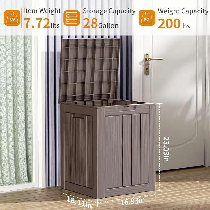 28 Gallon Resin Deck Box, Lockable Outdoor Storage Box for Patio Cushions Storage Furniture,Garden Tools, Pool Supplies, Weatherproof and UV Resistant (Grey) by GreenHaven Gardens