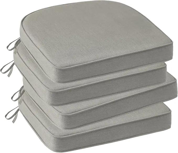 Outdoor Sunbrella Round Corner Seat Cushion, 17"x16"x2", Set of 4, Non Slip Seat Cushion Pads with Removable Cover for Patio Furniture, Garden Yard Lawn, Specrtum Pebble by GreenHaven Gardens