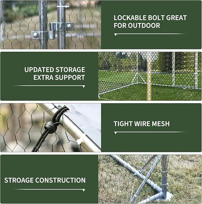 4ever2buy Large Metal Chicken Coop with Run Walk-in Poultry Cage Chicken Runs House Pen Cage Dome Roofed Chicken Coops with Anti-Ultraviolet Cover for Outdoor Backyard Farm Use 9.5'W x 19.3'L x 6.3'H by GreenHaven Gardens