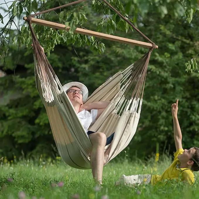 LA SIESTA® Habana Nougat - Organic Cotton Lounger Hammock Chair by GreenHaven Gardens