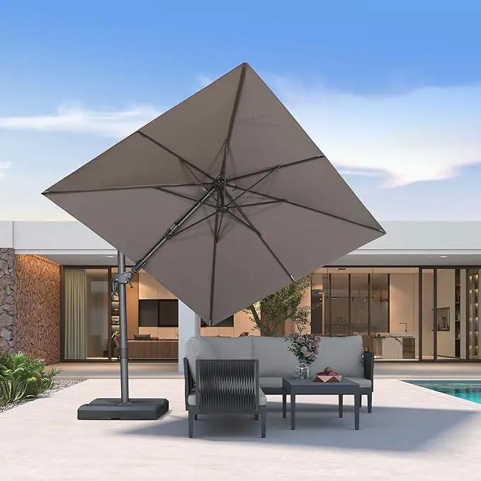 PURPLE LEAF 8' X 10' Left-right Tilting Outdoor Patio Umbrella Swivel Offset Cantilever Heavy Duty Rectangle Aluminu Umbrella with UV Resistant for Deck Pool Patio Backyard, Ash Mocha by GreenHaven Gardens
