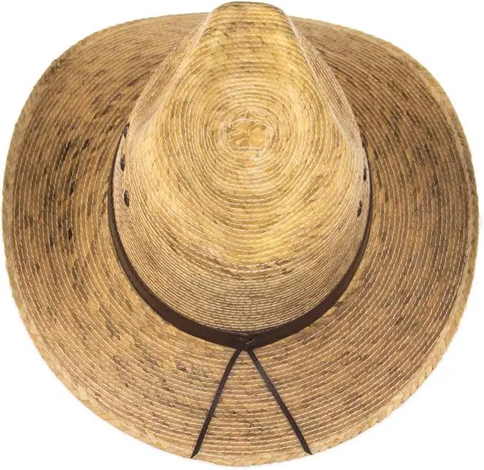 Palm Leaf Straw Trilby Wide Brim Fedora Golf Sun Hat for Men or Women, UV UPF Protection Natural by GreenHaven Gardens