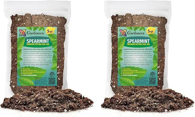 Spearmint Plant Potting Soil - All-Natural Blend for Thriving Spearmint Plants - Boosts Root Health and Aroma - 10 Quart by GreenHaven Gardens
