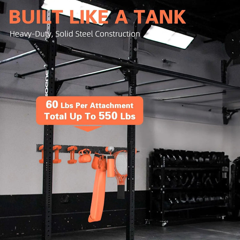 Garage Storage, Ultimate Wall-Mounted Garage Organizer for Men 64Inch, Heavy Duty 550lbs Tool Rack with Adjustable Metal Hooks Yard, Shed & Workshop Storage for Tools, Bikes, Snowboards Gift by GreenHaven Gardens