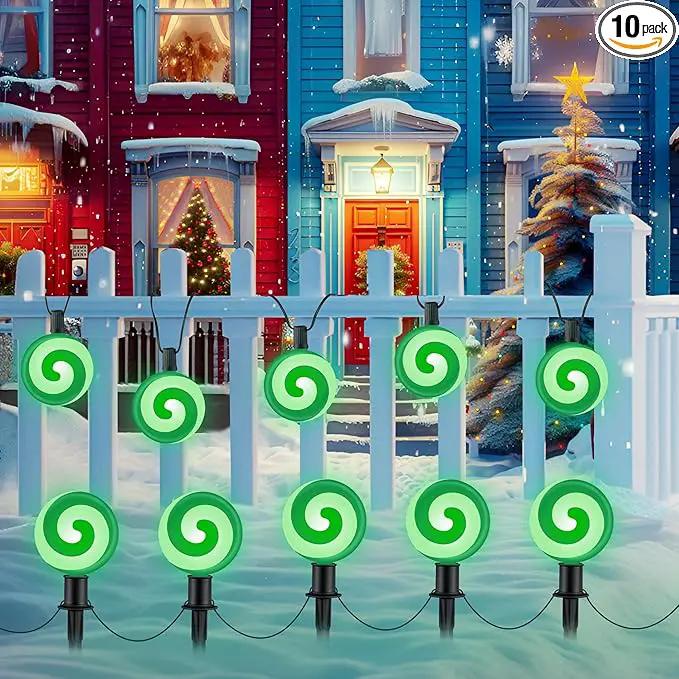 Ultimate Unicorn Christmas Pathway Lights, Green Peppermint LED Lollipop Lights for Outdoor Decoration, With Stakes for Yard, Sidewalk, Garden, Rooftop by GreenHaven Gardens