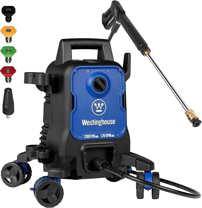 Westinghouse ePX3100 Electric Pressure Washer, 2300 Max PSI 1.76 Max GPM with Anti-Tipping Technology, Onboard Soap Tank, Pro-Style Steel Wand, 5-Nozzle Set, for Cars/Fences/Driveways/Home/Patios by GreenHaven Gardens