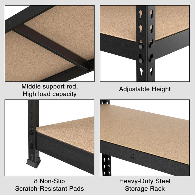 WORKPRO 5-Tier Steel Shelving Unit-Black, 27-2/5”W x 11-7/10”D x 60”H, Adjustable Storage Rack, Heavy Duty Shelf with MDF Board, 1650 lbs Load Capacity (Total) for Garage, Basement, Kitchen by GreenHaven Gardens
