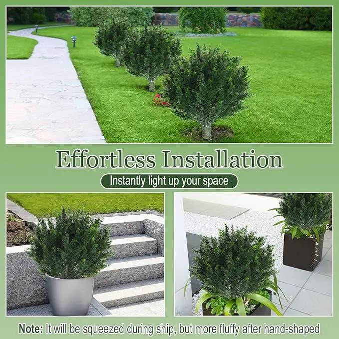 Yunlly 4 Pcs Artificial Cedar Topiary Ball Fake Tree 18" Bush Front Porch Decor Artificial Shrubs for Outdoors Faux Cypress with Ground Spike, Evergreen Plants for Indoor Garden Patio, UV Resistance by GreenHaven Gardens