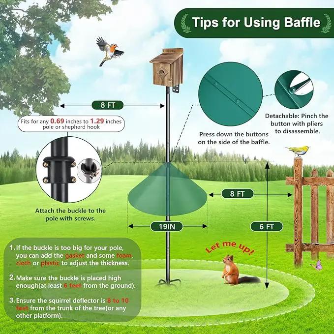 Gtongoko 19 Inch Squirrel Baffle for Bird Feeder Pole Squirrel Guards for Shepherds Hook Stopper for Bird Feeders Green 1 Pack by GreenHaven Gardens