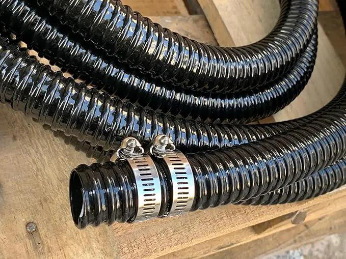 PEISONGFFI 1" ID- 10 Ft Corrugated Water Hose Black Corrugated Strong Flexible Pond PVC Sump Pump DischargeTubing by GreenHaven Gardens