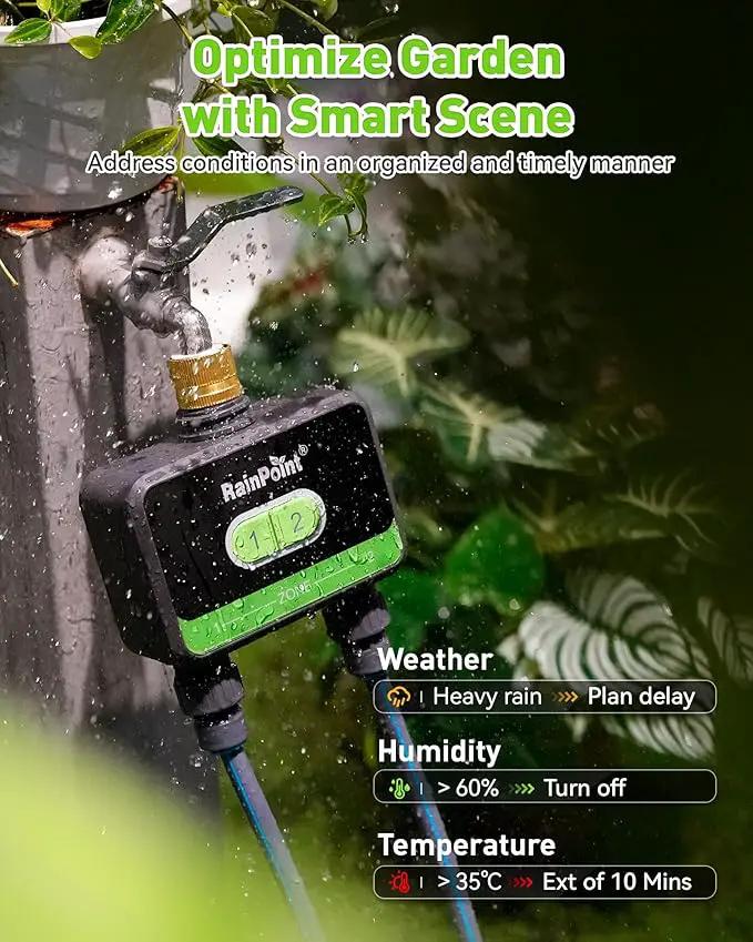 RainPoint WiFi Water Timer for Garden Hose with Brass Inlet, 2-Zone Smart Hose Timer, WiFi Irrigation Controller, Automatic Sprinkler Watering System for Lawns and Yard by GreenHaven Gardens