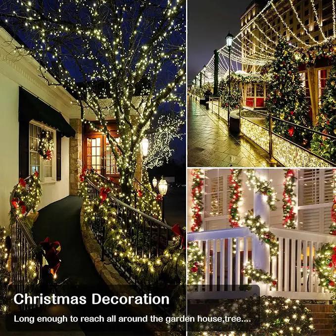 Christmas Lights Outdoor, 800LED 330FT Warm White String Lights, 8 Mode Plug in Waterproof Decor Twinkle Lights for Bedroom Xmas Thanksgiving Wedding Party Garden Yard Tree Decoration by GreenHaven Gardens