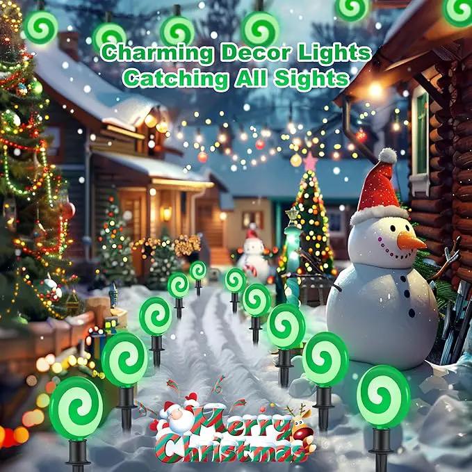 Ultimate Unicorn Christmas Pathway Lights, Green Peppermint LED Lollipop Lights for Outdoor Decoration, With Stakes for Yard, Sidewalk, Garden, Rooftop by GreenHaven Gardens