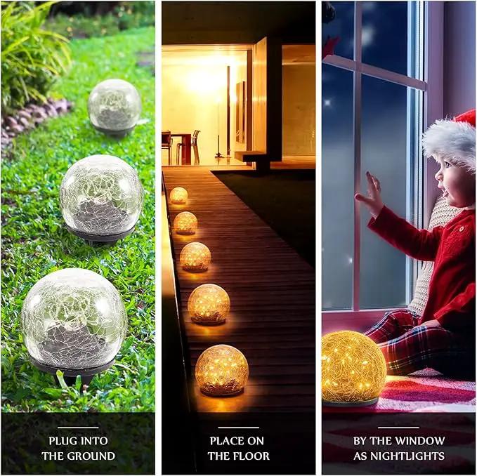 Honoson 6 Inch Solar Globe Lights Outdoor Waterproof, Solar Balls for Garden Cracked Glass Ball, Ground Landscape Garden Decor for Patio and Yard Lawn Backyard (4 Pieces) by GreenHaven Gardens