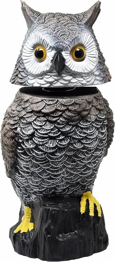 Galashield Owl Decoy to Scare Birds Away Scarecrow Fake Owl with Rotating Head 15" Tall by GreenHaven Gardens