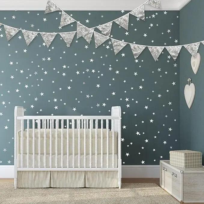 Pinkblume Double Sided Sequin Fabric Triangle Pennant Banner Flag Bunting Garland for Silver Theme Nursery Classroom Home Bedroom Wall Holiday Christmas Decor by GreenHaven Gardens