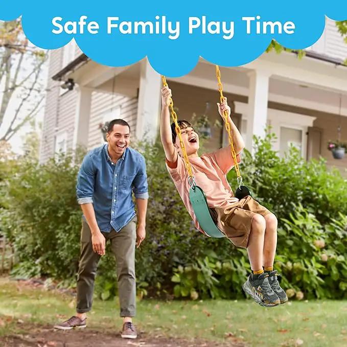 TURFEE 3 Pack Assorted Swing Set, Including 1 Gym Rings Trapeze Bar and 2 Pcs Swings with Plastic Coated Chain, Swingset Accessories Replacement for Kids Outdoor Play, Playground- Green by GreenHaven Gardens