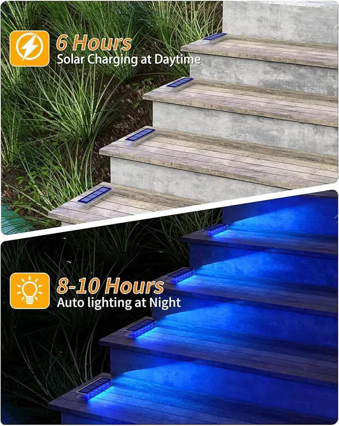 Blue Solar Lights for Outside,8 Pack Solar Deck Lights Outdoor Waterproof LED,Blue Step Light for Outside,Dock Light Solar Powered Waterproof for Deck,Steps,Dock,Driveway,Stair,Path by GreenHaven Gardens