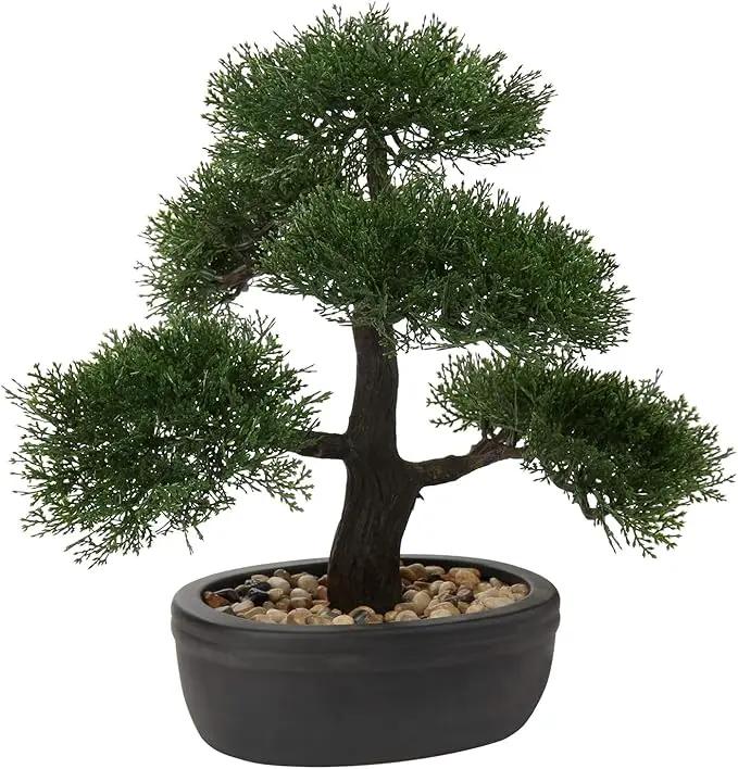 Artificial Bonsai Tree Juniper Faux Plants Indoor Small Fake Plants Decor with Ceramic Pots for Home Table Office Desk Bathroom Shelf Bedroom Living Room Farmhouse Decorations by GreenHaven Gardens