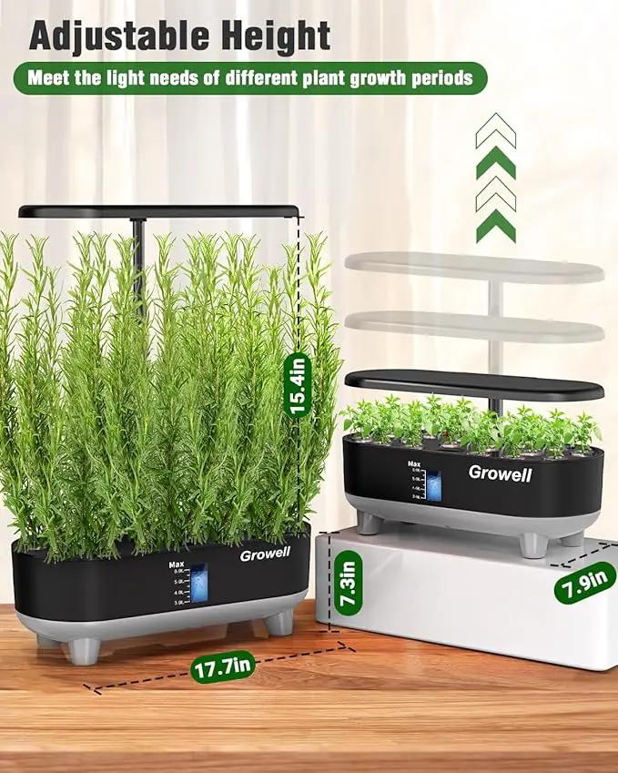 Hydroponics Growing System Kit, 16 Pods Indoor Garden with 28W Full Spectrum LED Grow Light, Auto Timer, 3 Smart Light Modes, 8L Large Herb Garden, Ideal Gardening Gift for Women, Men (Black) by GreenHaven Gardens