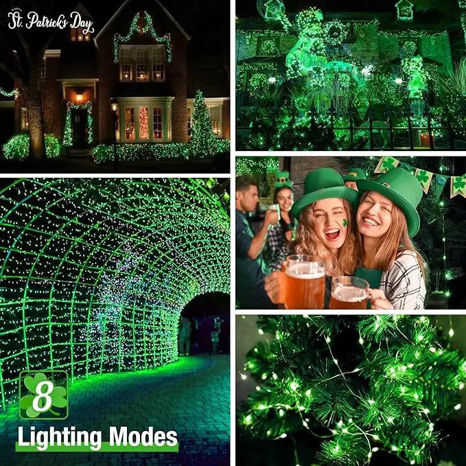 btfarm 4 Pack St Patricks Day Fairy Lights, 320LED 132FT Green Solar String Lights Outdoor Waterproof, 8 Modes Solar Twinkle Lights Irish Decorations for Tree Party Christmas Garden Yard Wedding by GreenHaven Gardens