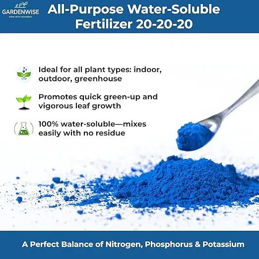 20-20-20 Water-Soluble Fertilizer – Powder for Liquid Plant Food for Indoor & Outdoor Plants, Orchids, Vegetables, Lawns, Flowers – 20 20 20 Fertilizer 2 Quarts (4 lbs) by GreenHaven Gardens