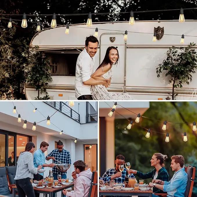 GOOTHY 25Ft LED Outdoor String Lights with 13 Edison Shatterproof Bulbs (1 Spare), ST38 Hanging Patio Lights Waterproof for Outdside Porch Deck Backyard Garden Commercial Grade Decorations Lights by GreenHaven Gardens