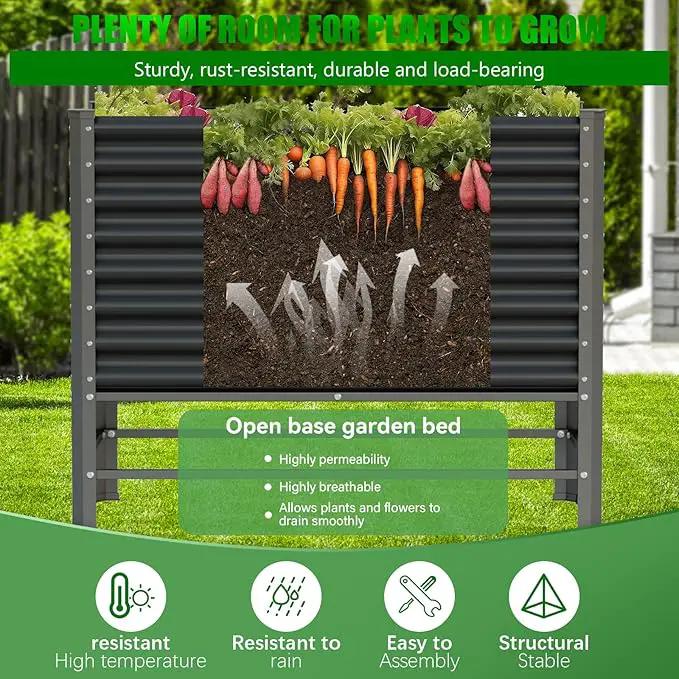 Doniks 2PCS Raised Garden Bed with Legs, 48×24×37in Large Outdoor Metal Galvanized Garden Planting Box,900lb Capacity for Vegetables Lawn Green Flowers, Fruits, Terrace by GreenHaven Gardens