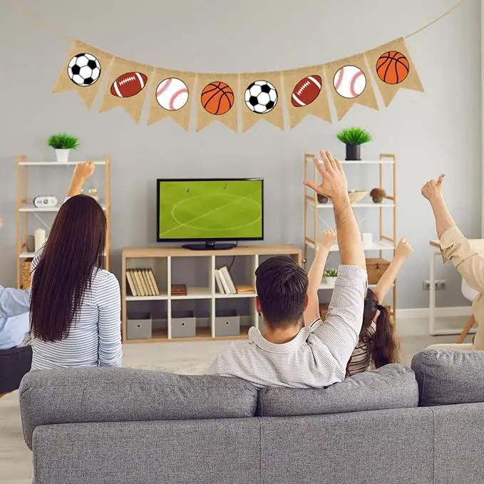 Doumeny Sports Burlap Banner Baseball Bunting Garland Sport Theme Party Hanging Banner American Football Banner Garland Basketball Soccer Banner Bunting for Birthday Baby Shower Sport Club Party Decor by GreenHaven Gardens