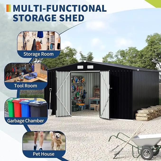 8x10 FT Metal Storage Sheds Outdoor with Floor, Metal Yard Sheds Garden Shed Kit, MetalTool Shed with Lockable Door, Metals UtilitySheds Buildings with Air Vent for Backyard Garden Patio Lawn by GreenHaven Gardens