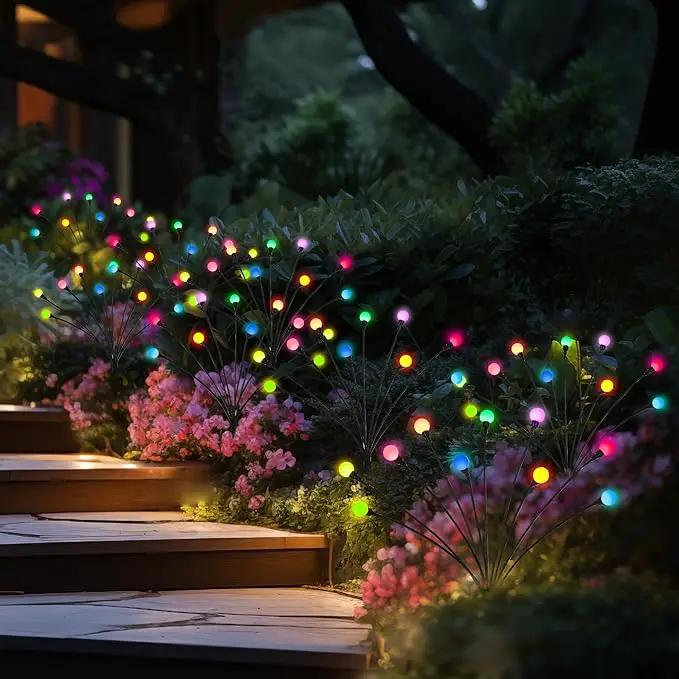 Solar Firefly Garden Lights - 60 LED Outdoor, Wind Sway, Waterproof for Yard, Patio, Pathway (6 Pack) by GreenHaven Gardens