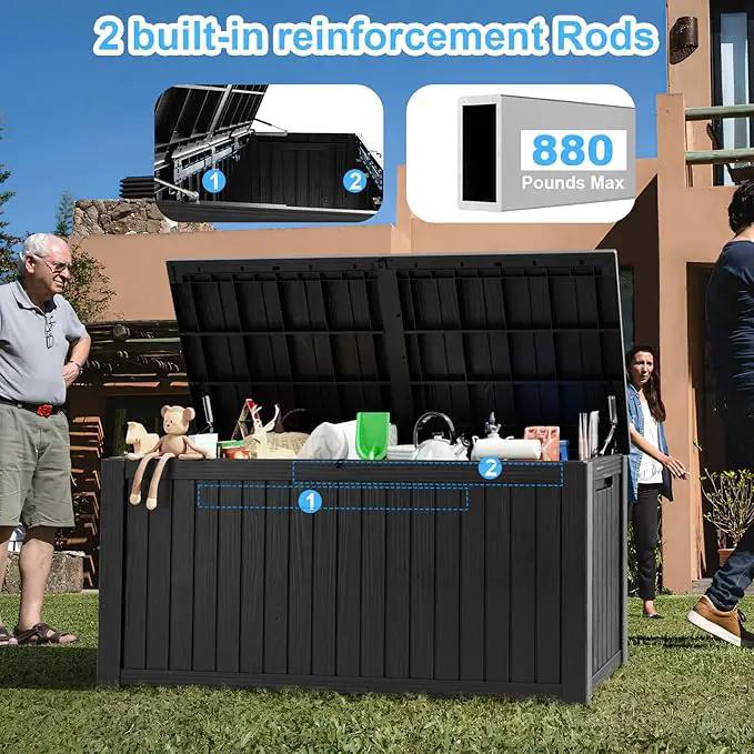 180 Gallon Deck Box,Resin Outdoor Storage Box with Lockable for Patio Furniture, Pool Accessories, Garden Tools Waterproof Outside Storage Box, Black by GreenHaven Gardens