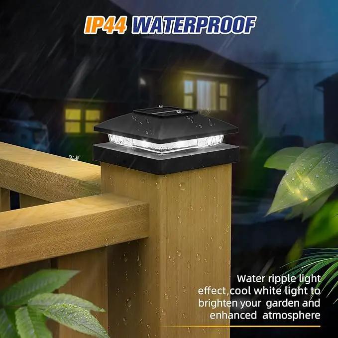 APONUO Solar Post Cap Lights for 4x4 Wood & Vinyl Posts, IP44 Waterproof Cool White LED 4x4 Post Solar Lights, Outdoor Garden Patio Yard Decor, 6 Pack (Black) by GreenHaven Gardens