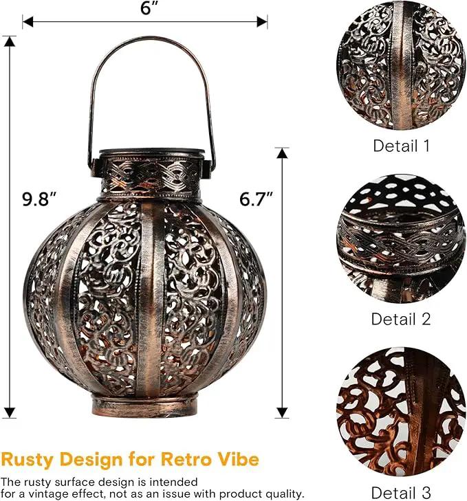 MAGGIFT 2 Pack Hanging Solar Lights,Outdoor Ramadan Solar Lanterns Decorations,Waterproof Hanging Solar Light 6 Lumens,Brown by GreenHaven Gardens