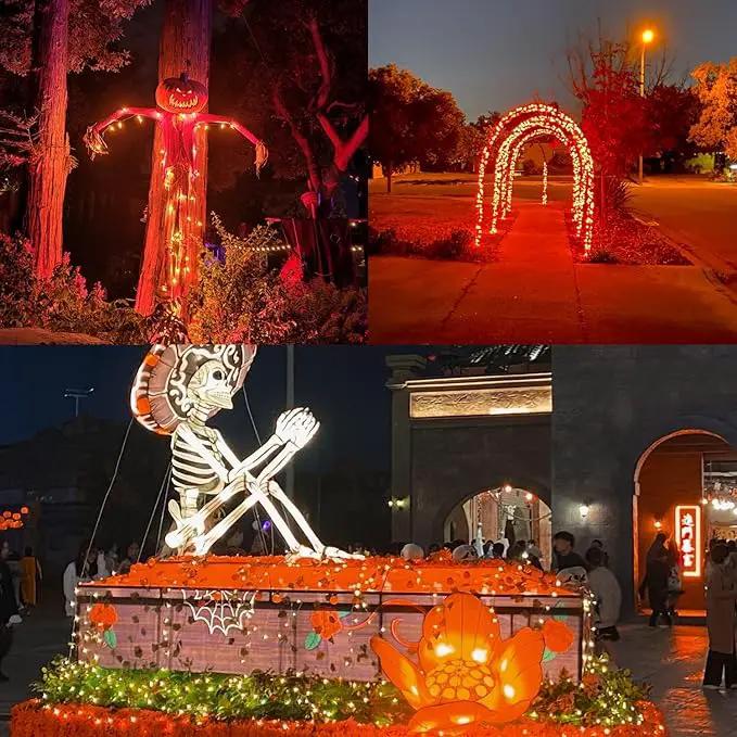 Weillsnow Orange Halloween Lights, 66FT Plug-in Waterproof String Lights, 8 Modes with Memory for Indoor/Outdoor Garden Decorations by GreenHaven Gardens