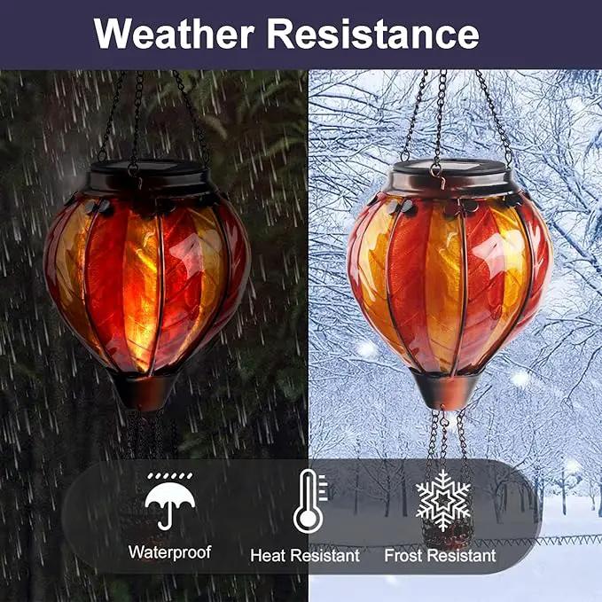 Hot Air Balloon Solar Lantern with Flickering Flame Hanging Solar Lanterns Outdoor Lights Waterproof Lanterns Decorative Garden Patio Yard Party Decor Orange and Red by GreenHaven Gardens