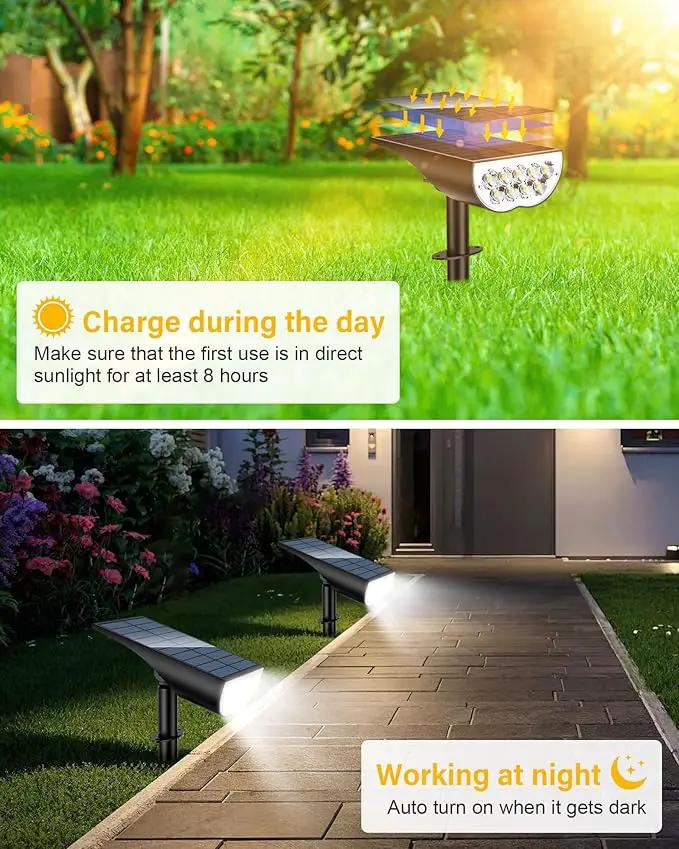BAXIA TECHNOLOGY Solar Spot Lights Outdoor Waterproof, 3 Lighting Modes Solar Pathway Lights, Dusk to Dawn Spotlight for Yard Garden Landscape Driveway, Warm White, 6 Pack by GreenHaven Gardens