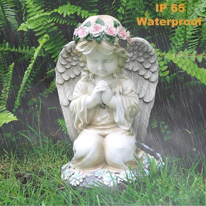 Praying Angels Figurine,Solar Garden Angel Statues, Waterproof Kneeling Angel Sculpture, Outdoor Decor Ornament for Patio Lawn Yard Balcony, Garden Gift by GreenHaven Gardens