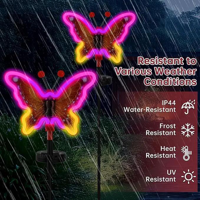 Solar Garden Butterfly Lights, Garden Outdoor Lights Decor, Butterfly Solar neon Light,led Butterfly Lights,Yard Patio Pathway Decoration(Red, 2pack) by GreenHaven Gardens