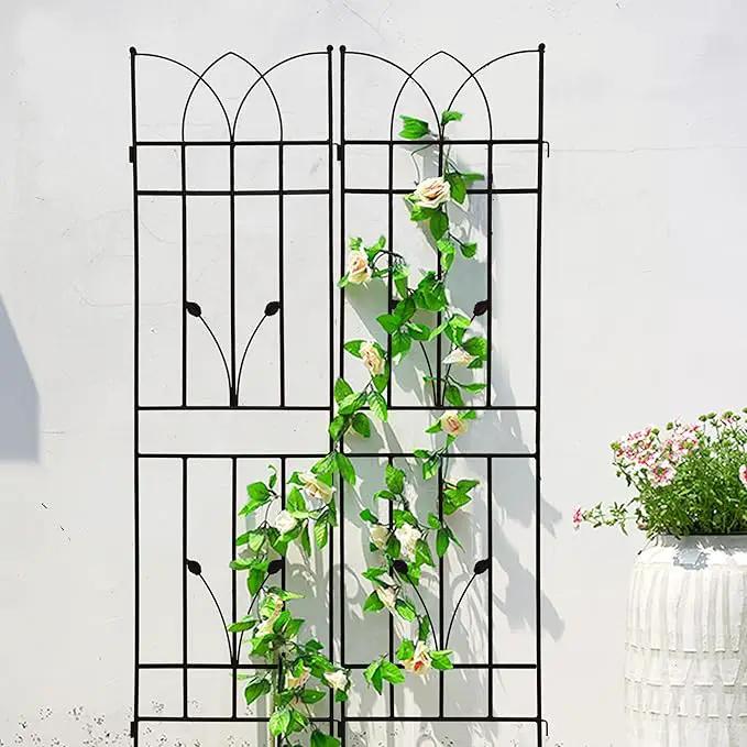 2 Pack Metal Garden Trellis 71" Black Fence Rustproof Garden Trellis for Climbing Plants Support Roses Flower Outdoor Lawn, Black by GreenHaven Gardens