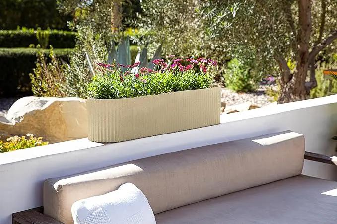 Veradek Demi Series Window Box Planter - Long Planter Box for Windowsill/Balcony | Durable Plastic-Stone Composite Material | Modern Décor for Flowers/Herbs by GreenHaven Gardens