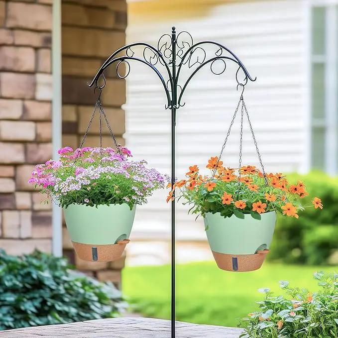10 Inch Hanging Planters for Indoor Plants, 2 Pack Self Watering Hanging Baskets Flower Pots with Drainage Hole, Visual Reservoir & 2 Kinds of Plant Hanger for Outdoor Garden Home Decor by GreenHaven Gardens