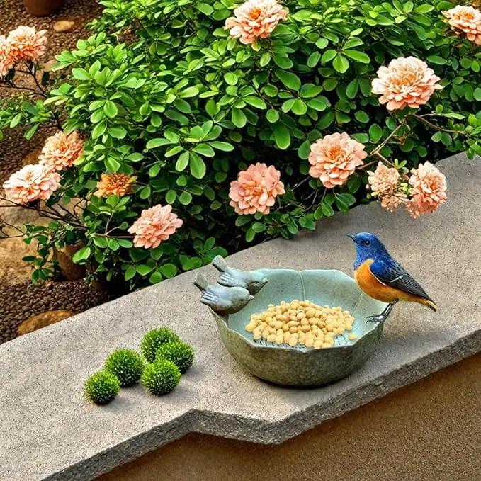 6.5" Ceramic Birdbath Bowl Wild Bird Feeder Food Holder Container Feeding Tray for Outside Bee Bird Water Bath Outdoor Garden Courtyard Decoration(Small) by GreenHaven Gardens