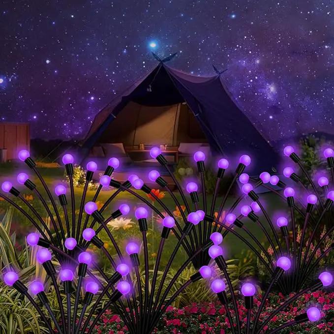 Solar Garden Lights Outdoor, 2 Pack 20 LED Solar Purple Firefly Lights Waterproof, Starburst Solar Wind Swaying Lights for Outside Yard Patio Planter Flower Bed Walkway Halloween Christmas Decoration by GreenHaven Gardens