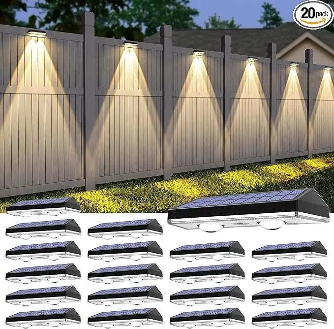 Solar Fence Lights ,RGB & Warm White & 6 Colors Lens LED Dusk to Dawn Deck Light, Fence Solar Lights Outdoor Waterproof, Solar Outdoor Lights for Backyard/Railing/Wall/Step/Patio/Pool -set of 20 by GreenHaven Gardens