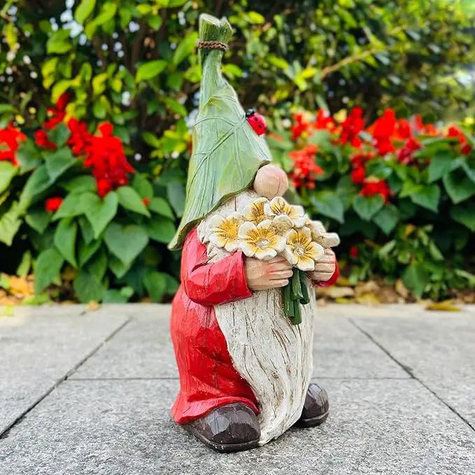 Garden Gnome Statue Outdoor Decor, Solar Garden Gnome Figurine Light, Resin Garden Statues Sculpture for Patio Yard Lawn Outdoor Garden Decorations by GreenHaven Gardens