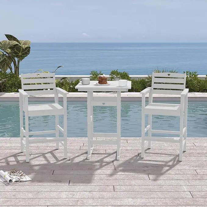 Adirondack Outdoor Bar Table, Durable HDPE Composite, Weather Resistant, Easy to Clean, Perfect for Backyard and Poolside Use, White by GreenHaven Gardens